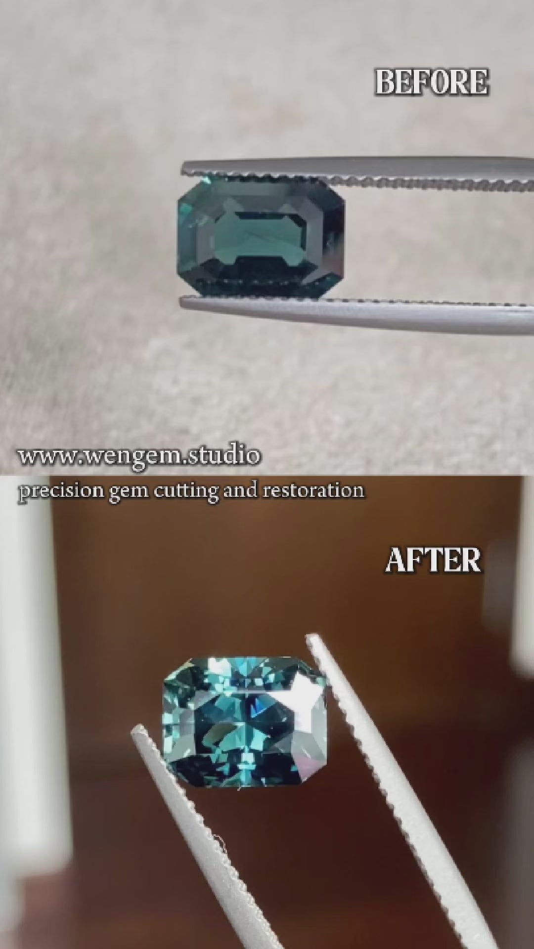 2.16ct teal sapphire recut